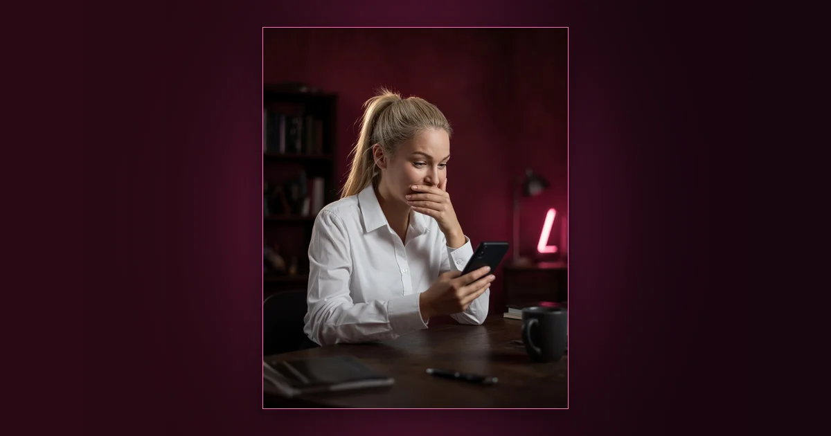 Rate Me, Baby: A Steady Side Income: Girls Lounge cover image showing an illustrated woman silhouette holding a phone with chat bubbles and hearts, neon pink lighting (AI-generated illustration)