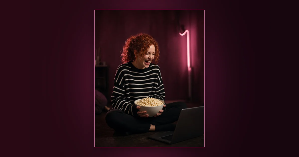 The Popcorn Trick Fans Fall For: Girls Lounge cover image showing an illustrated woman silhouette next to a phone showing a rising chart, neon pink lighting (AI-generated illustration)